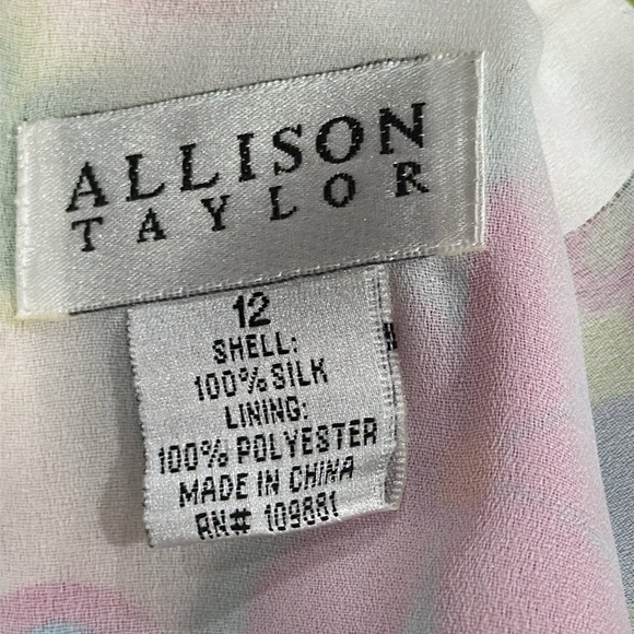 Allison Taylor 100% silk retro floral ruffle tiered skirt multicolor flowers 12 - Picture 7 of 9